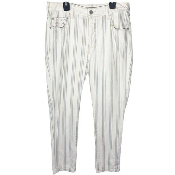 ANTHROPOLOGIE PILCRO Women’s Kenna Cream Striped Floral Slim Pant - Picture 1 of 5